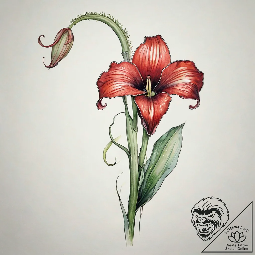 Pitcher plant, artistic tattoo sketch, minima... - tattoo sketch (№1751320944_0, 30.06.2025 22:02) — tattoovalue.net