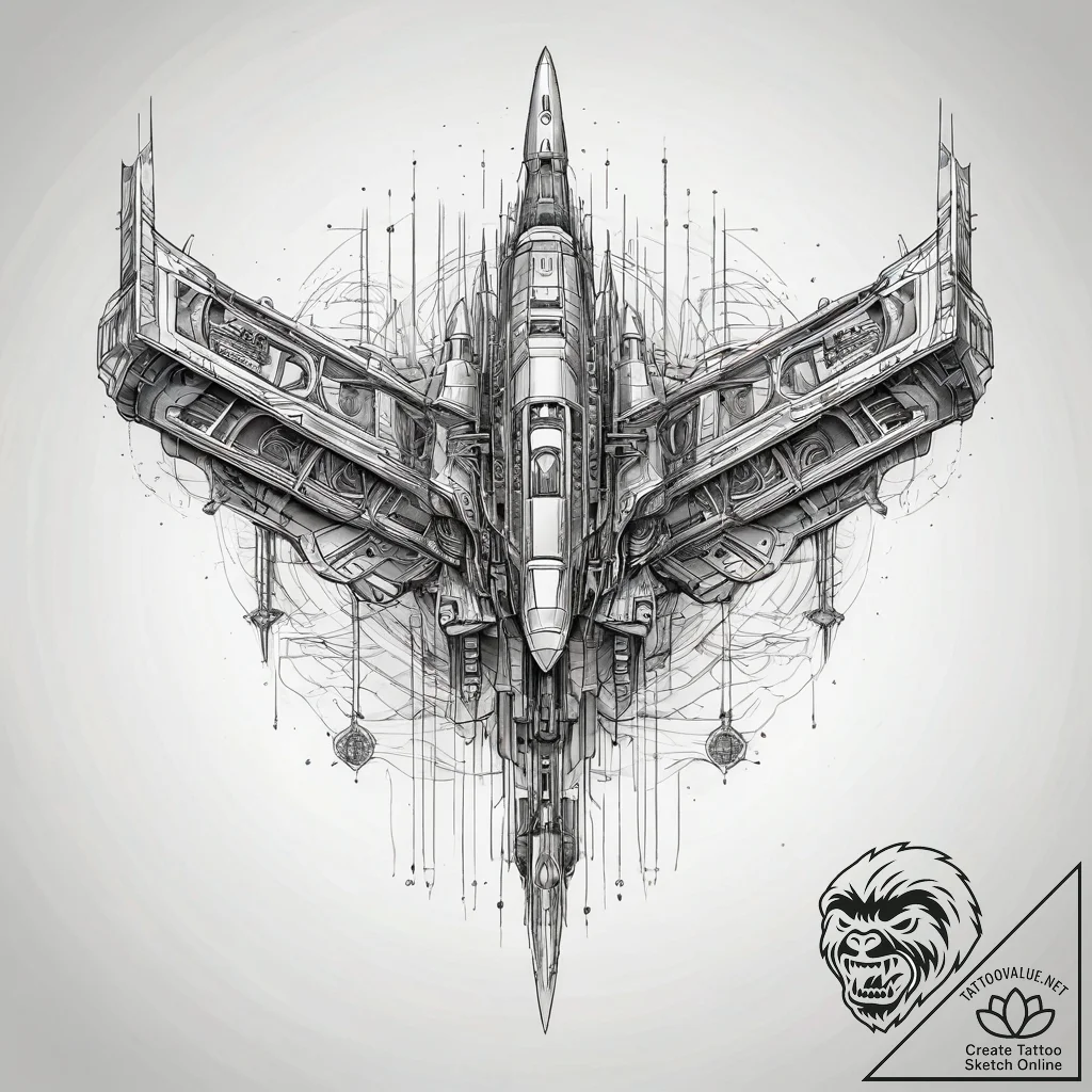 114. a sketch of the nostromo ship, detailed... - tattoo sketch (№1751322222_0, 30.06.2025 22:23) — tattoovalue.net