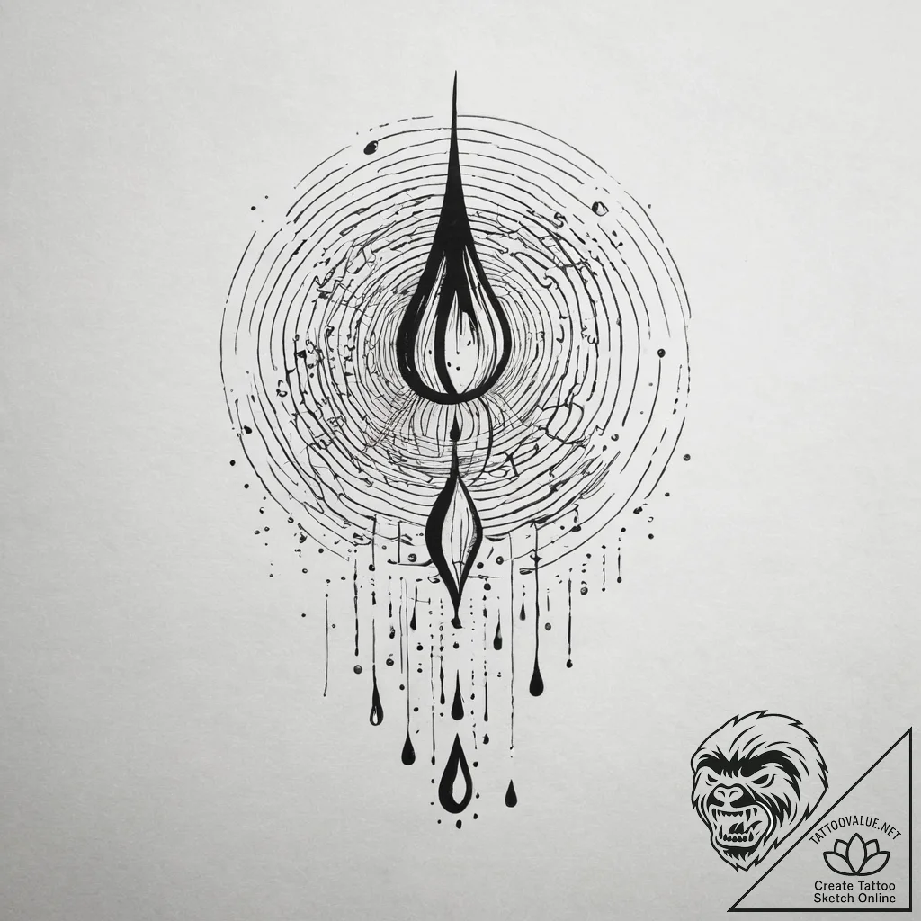 A single raindrop creating ripples, tattoo fl... - tattoo sketch (№1751322300_0, 30.06.2025 22:25) — tattoovalue.net