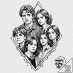 A sketch of the golden trio: harry, ron, and… – tattoo sketch (№1751322695_0, 30.06.2025 22:31) — tattoovalue.net