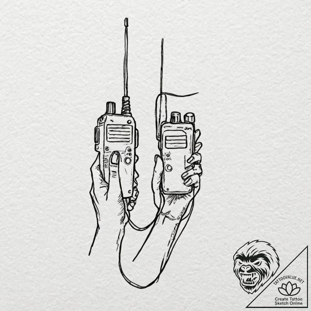 A linework design of the walkie-talkies used... - tattoo sketch (№1751323054_0, 30.06.2025 22:37) — tattoovalue.net