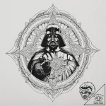 Graphic novel art of darth vader in a dynamic… – tattoo sketch (№1751324082_0, 30.06.2025 22:54) — tattoovalue.net