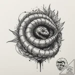 A trash polka composition of a sandworm, spic… – tattoo sketch (№1751324162_0, 30.06.2025 22:56) — tattoovalue.net