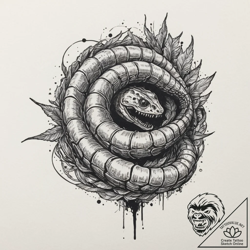A trash polka composition of a sandworm, spic... - tattoo sketch (№1751324162_0, 30.06.2025 22:56) — tattoovalue.net