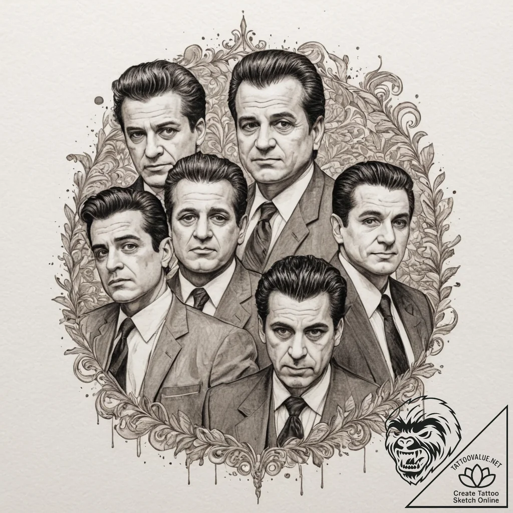 A sketch of the "funny how?" scene with joe p... - tattoo sketch (№1751324635_0, 30.06.2025 23:03) — tattoovalue.net