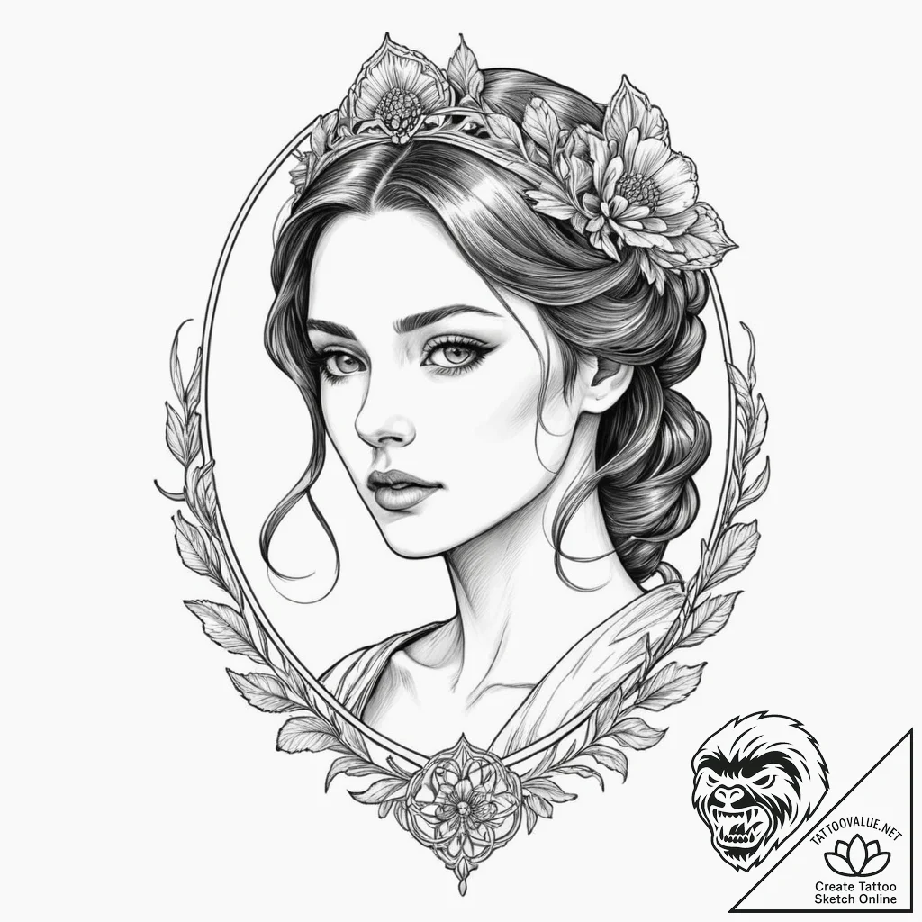 A graphic novel portrait of shosanna dreyfus,... - tattoo sketch (№1751324721_0, 30.06.2025 23:05) — tattoovalue.net