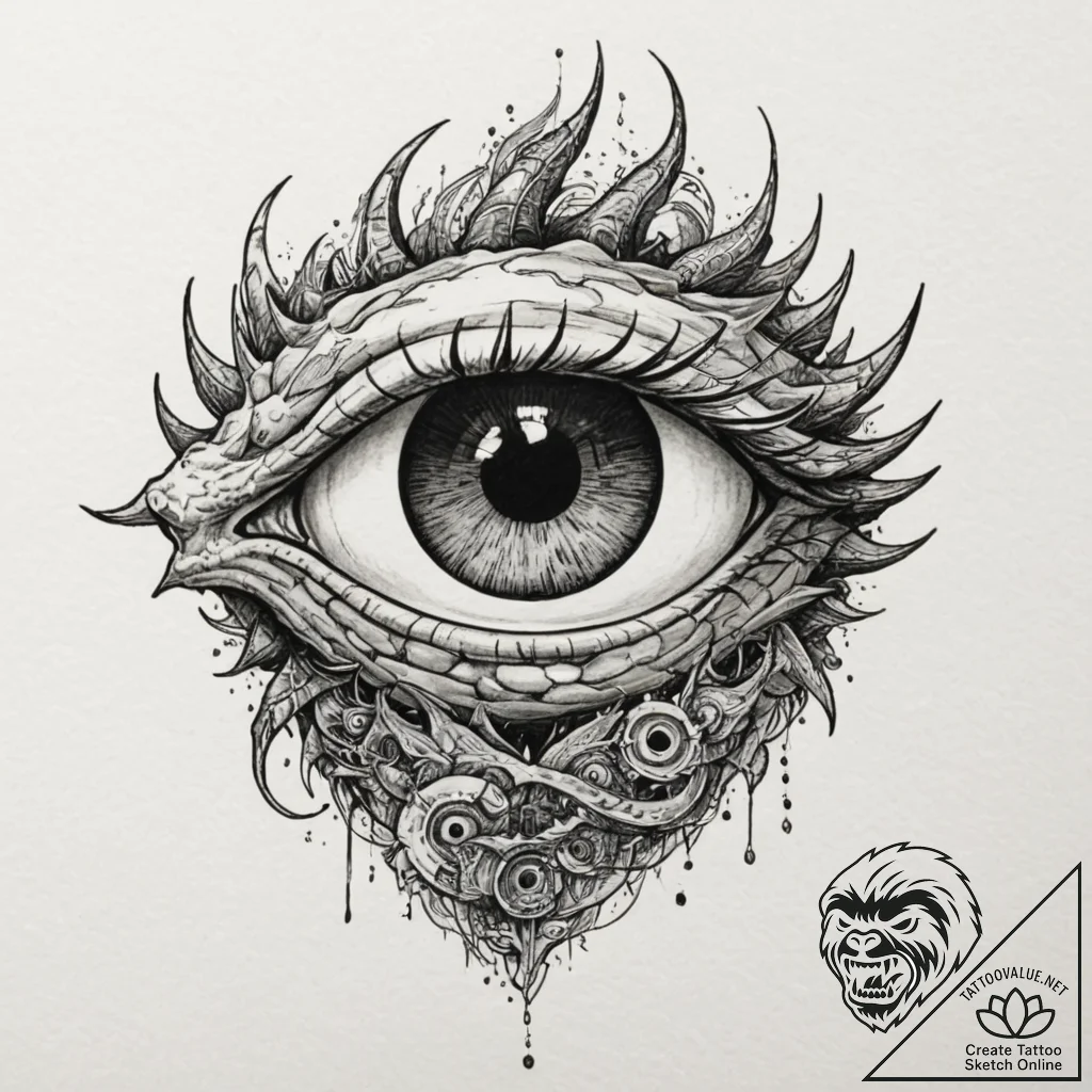 Dragon's eye (closeup), tattoo flash sheet de... - tattoo sketch (№1751324960_0, 30.06.2025 23:09) — tattoovalue.net