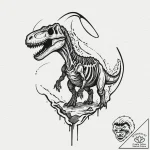 A minimalist linework tattoo of the t-rex ske… – tattoo sketch (№1751325426_0, 30.06.2025 23:17) — tattoovalue.net