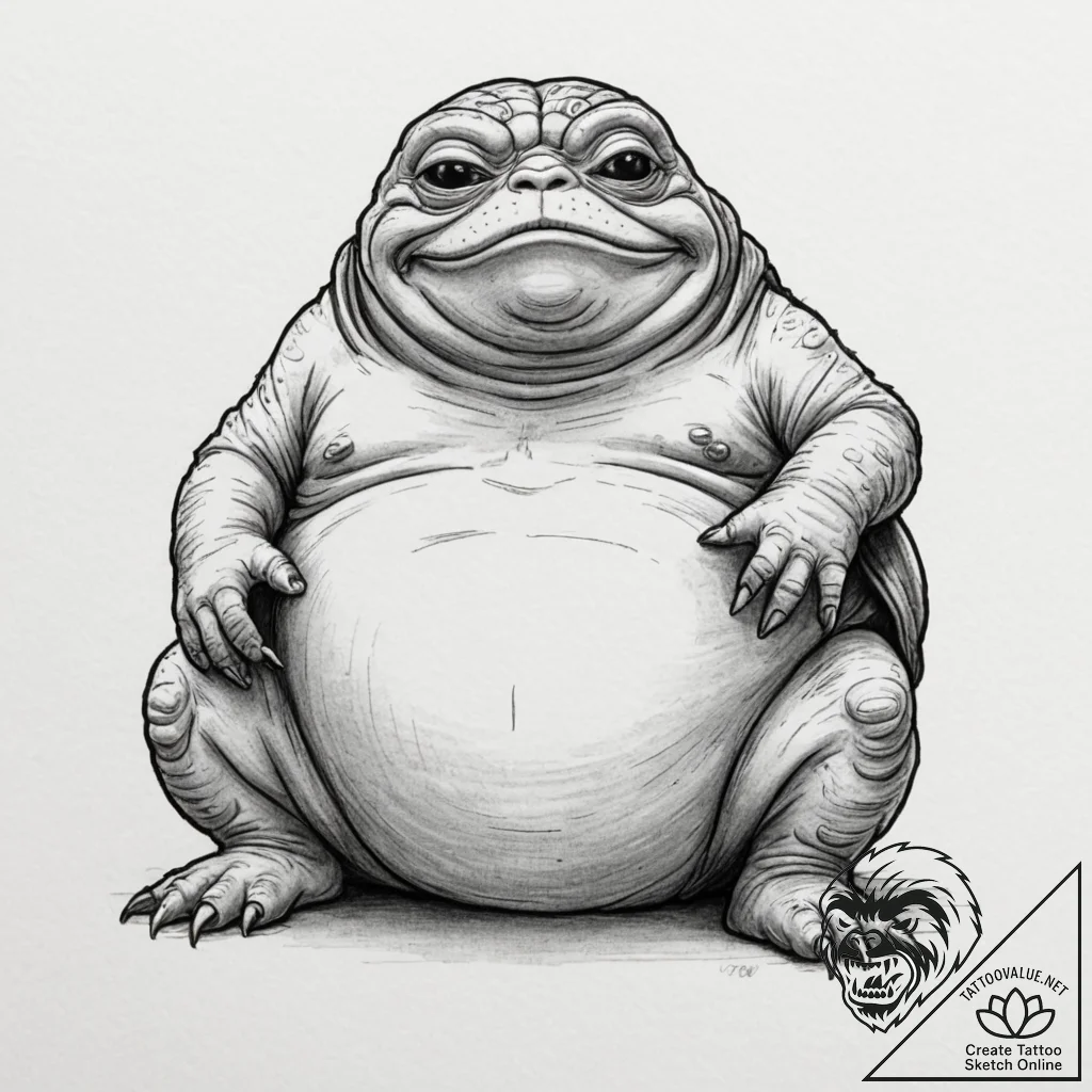 Sketch of jabba the hutt, detailed and grotes... - tattoo sketch (№1751325504_0, 30.06.2025 23:18) — tattoovalue.net