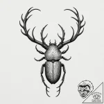 A stag beetle with ornate horns, tattoo sketc… – tattoo sketch (№1751325829_0, 30.06.2025 23:23) — tattoovalue.net