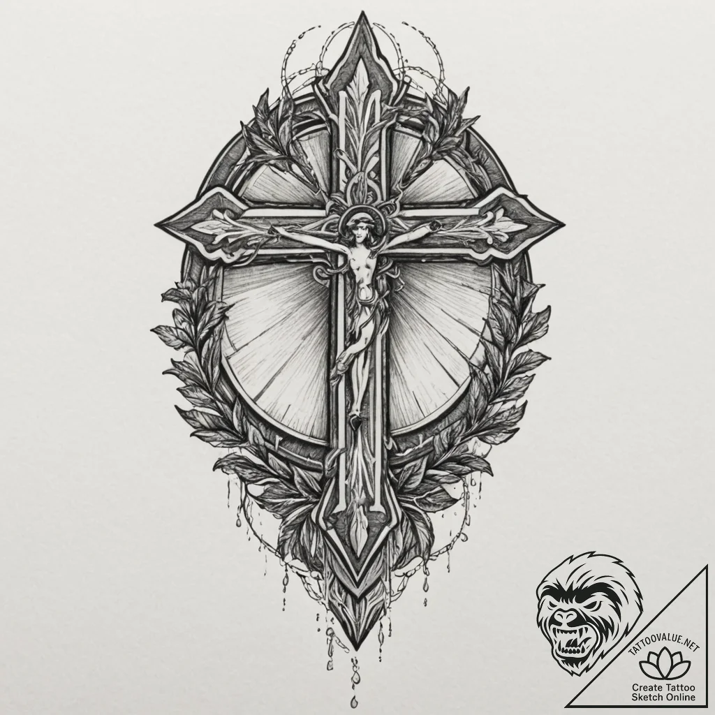 Candle, tattoo sketch design, detailed cross-... - tattoo sketch (№1751326074_0, 30.06.2025 23:27) — tattoovalue.net