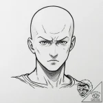 A graphic novel style portrait of saitama fro… – tattoo sketch (№1751326790_0, 30.06.2025 23:39) — tattoovalue.net