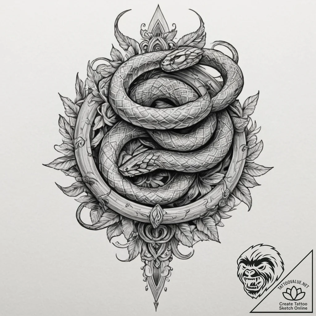 A dagger with a snake coiled around it, conce... - tattoo sketch (№1751327112_0, 30.06.2025 23:45) — tattoovalue.net