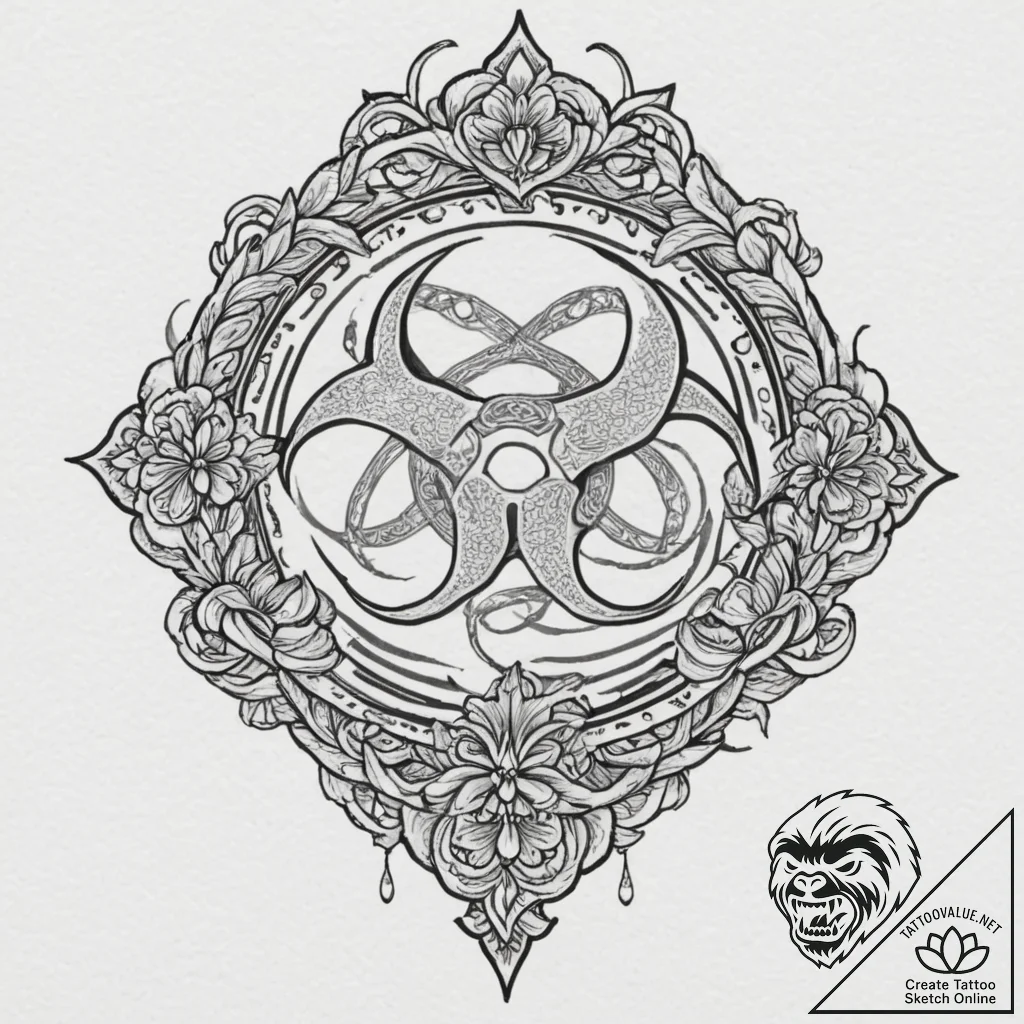 The biohazard symbol, tattoo sketch design, o... - tattoo sketch (№1751327440_0, 30.06.2025 23:50) — tattoovalue.net