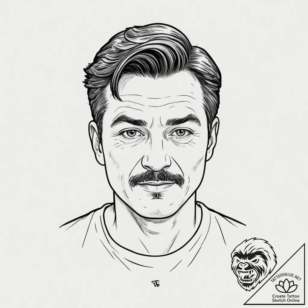 A sketch of roy kent from ted lasso, looking... - tattoo sketch (№1751327519_0, 30.06.2025 23:51) — tattoovalue.net