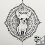 Chihuahua, tattoo line art, geometric tattoo… – tattoo sketch (№1751327684_0, 30.06.2025 23:54) — tattoovalue.net