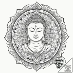 Buddha, tattoo drawing outline, clean lines,… – tattoo sketch (№1751327841_0, 30.06.2025 23:57) — tattoovalue.net