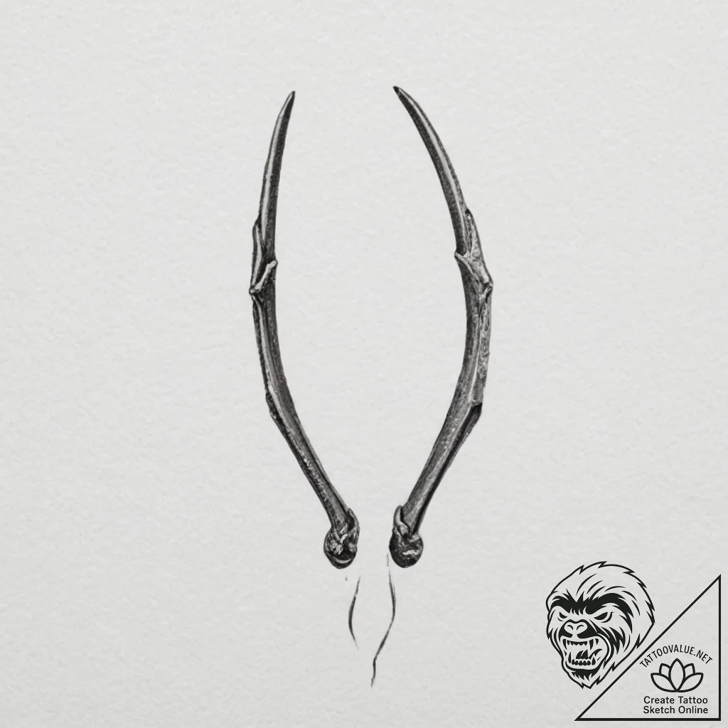 A wishbone, tattoo drawing outline, realistic... - tattoo sketch (№1751328242_0, 01.07.2025 00:04) — tattoovalue.net