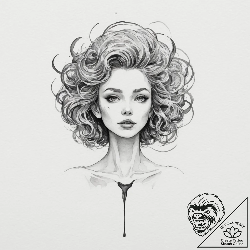 A watercolor tattoo of the black, liquid void... - tattoo sketch (№1751328395_0, 01.07.2025 00:06) — tattoovalue.net
