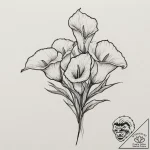 Calla lilies, tattoo drawing outline, vibrant… – tattoo sketch (№1751328471_0, 01.07.2025 00:07) — tattoovalue.net