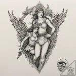 A valkyrie carrying a fallen soldier, tattoo… – tattoo sketch (№1751328556_0, 01.07.2025 00:09) — tattoovalue.net