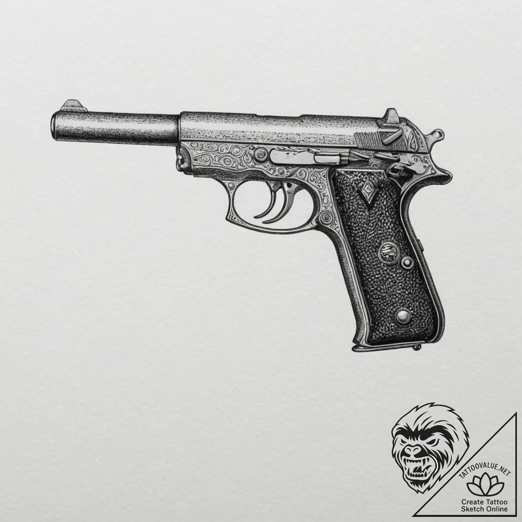 A sketch of a thompson submachine gun, the we... - tattoo sketch (№1751328631_0, 01.07.2025 00:10) — tattoovalue.net