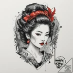 Geisha, tattoo flash sheet design, on texture… – tattoo sketch (№1751329258_0, 01.07.2025 00:20) — tattoovalue.net