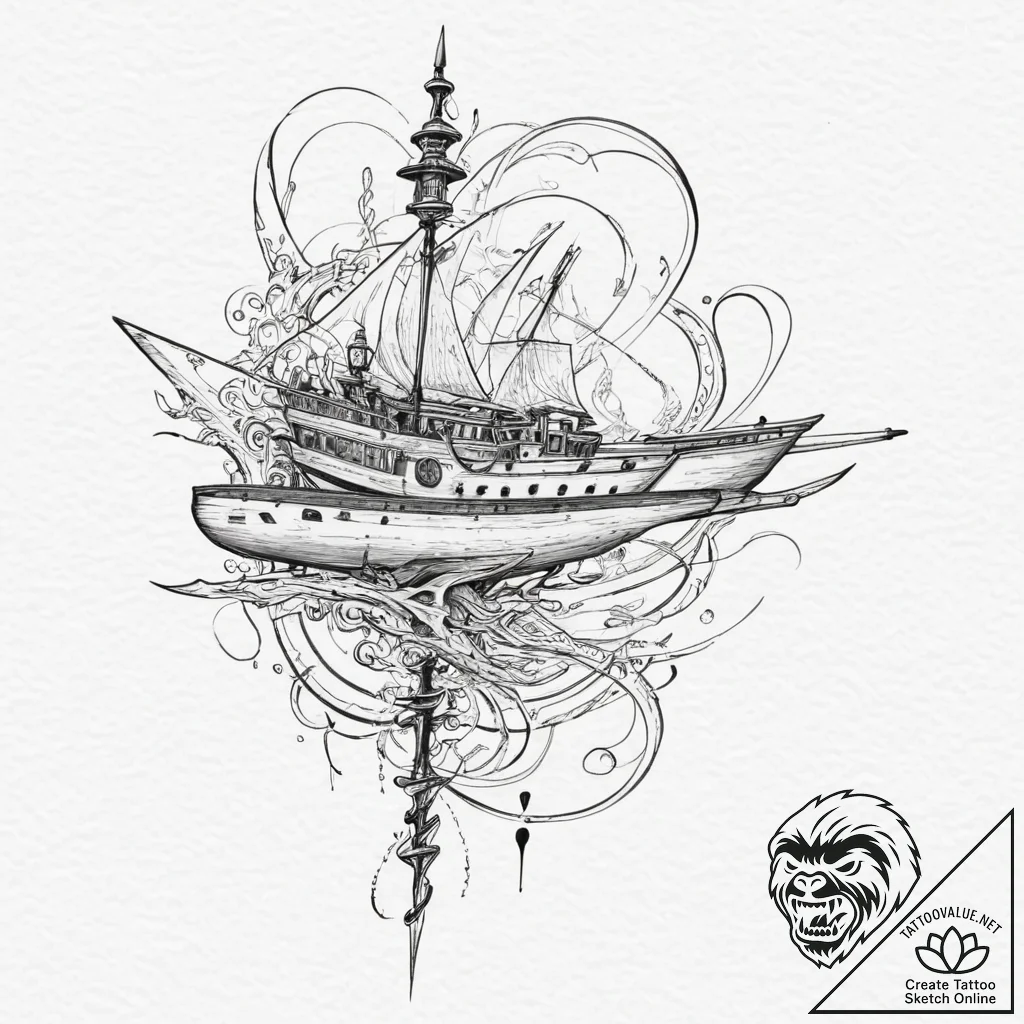 A trash polka composition of the swordfish ii... - tattoo sketch (№1751329416_0, 01.07.2025 00:23) — tattoovalue.net