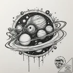 A planet with rings made of city lights, conc… – tattoo sketch (№1751329817_0, 01.07.2025 00:30) — tattoovalue.net