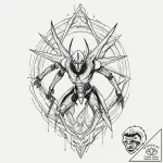 Trash polka sketch of general grievous with h… – tattoo sketch (№1751329974_0, 01.07.2025 00:32) — tattoovalue.net