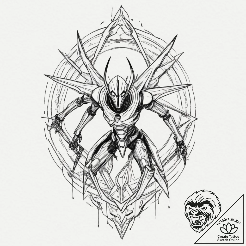 Trash polka sketch of general grievous with h... - tattoo sketch (№1751329974_0, 01.07.2025 00:32) — tattoovalue.net