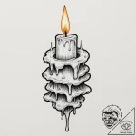 A lit candle dripping wax, concept art for ta… – tattoo sketch (№1751330137_0, 01.07.2025 00:35) — tattoovalue.net