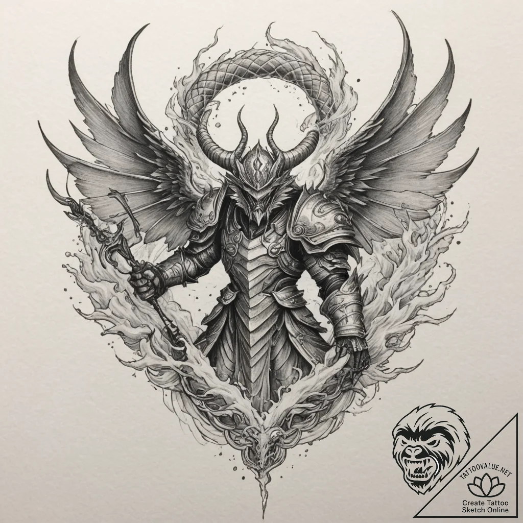 A sketch of tyrael, the archangel of justice... - tattoo sketch (№1751330536_0, 01.07.2025 00:42) — tattoovalue.net
