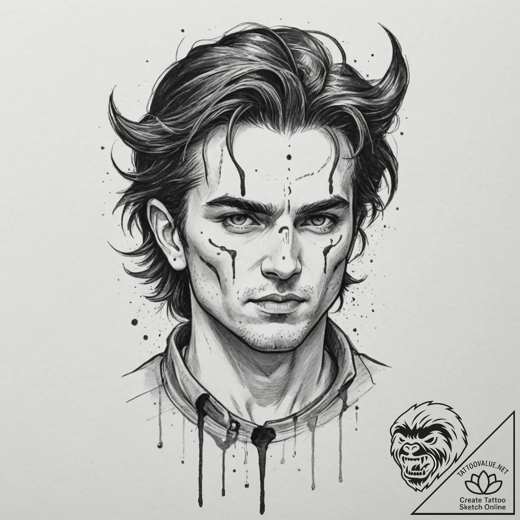 A trash polka tattoo of the lord of terror, d... - tattoo sketch (№1751330772_0, 01.07.2025 00:46) — tattoovalue.net