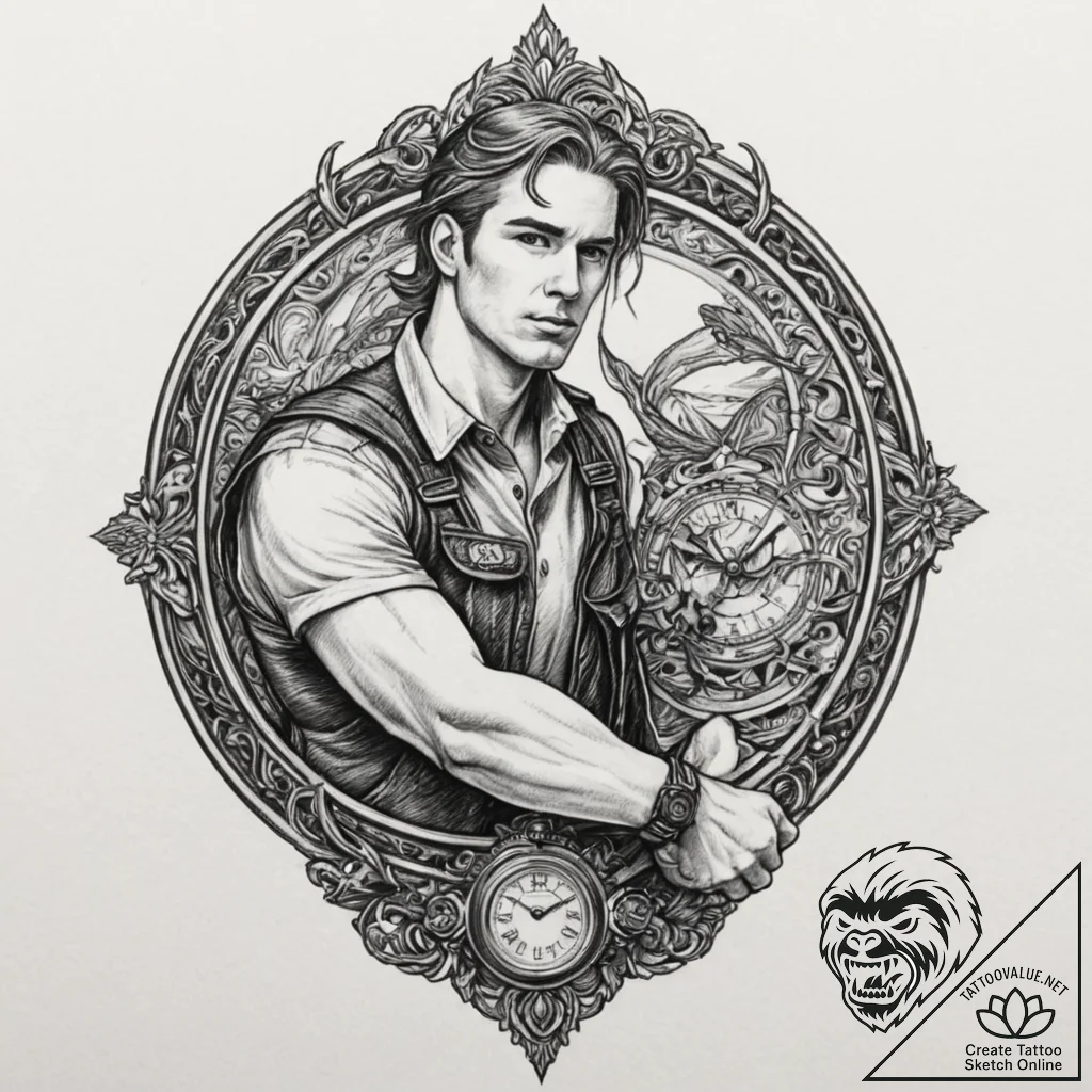 A sketch of captain koons giving young butch... - tattoo sketch (№1751331095_0, 01.07.2025 00:51) — tattoovalue.net