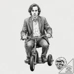 A linework tattoo of danny torrance on his tr… – tattoo sketch (№1751331494_0, 01.07.2025 00:58) — tattoovalue.net