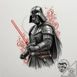 Japanese ukiyo-e style tattoo design of darth… – tattoo sketch (№1751331650_0, 01.07.2025 01:00) — tattoovalue.net