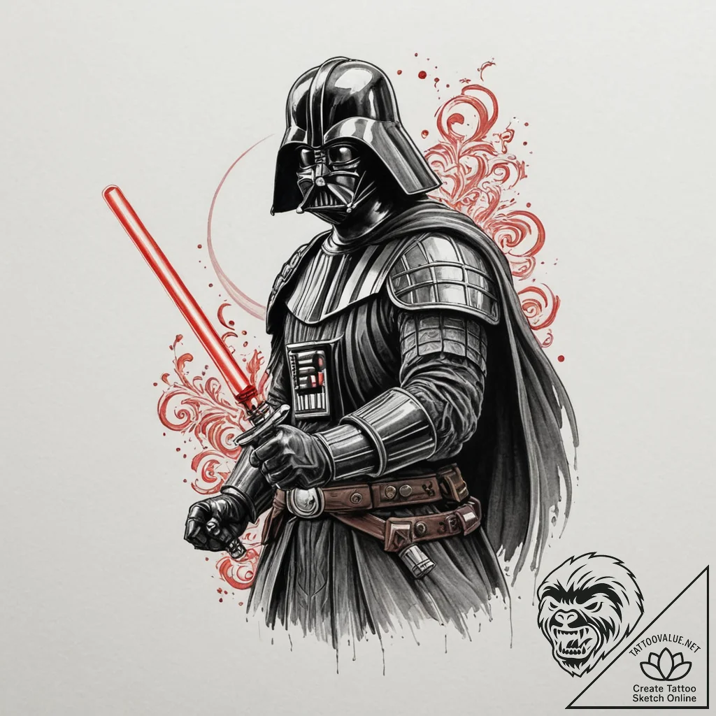 Japanese ukiyo-e style tattoo design of darth... - tattoo sketch (№1751331650_0, 01.07.2025 01:00) — tattoovalue.net