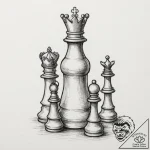 A single chess piece (e.g., the queen), tatto… – tattoo sketch (№1751332530_0, 01.07.2025 01:15) — tattoovalue.net