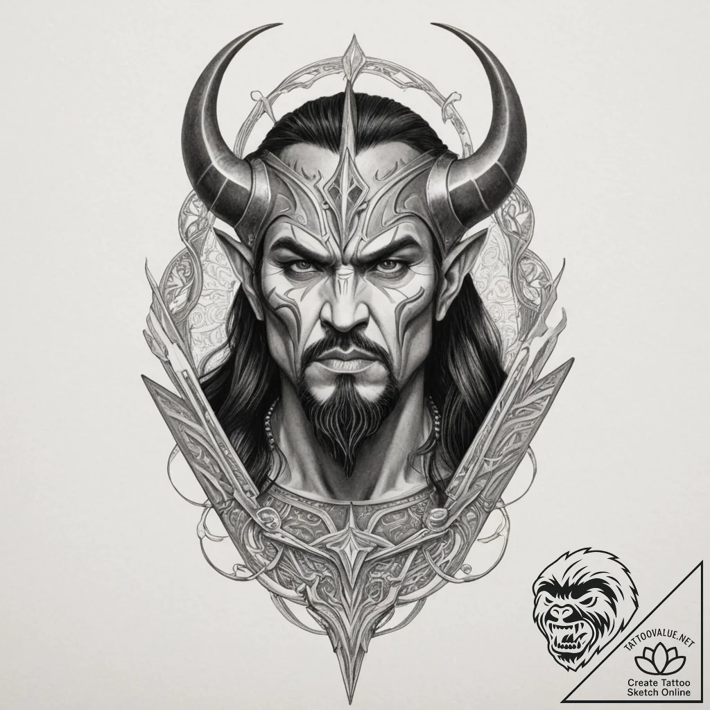 A neo-traditional portrait of a klingon warri... - tattoo sketch (№1751333249_0, 01.07.2025 01:27) — tattoovalue.net