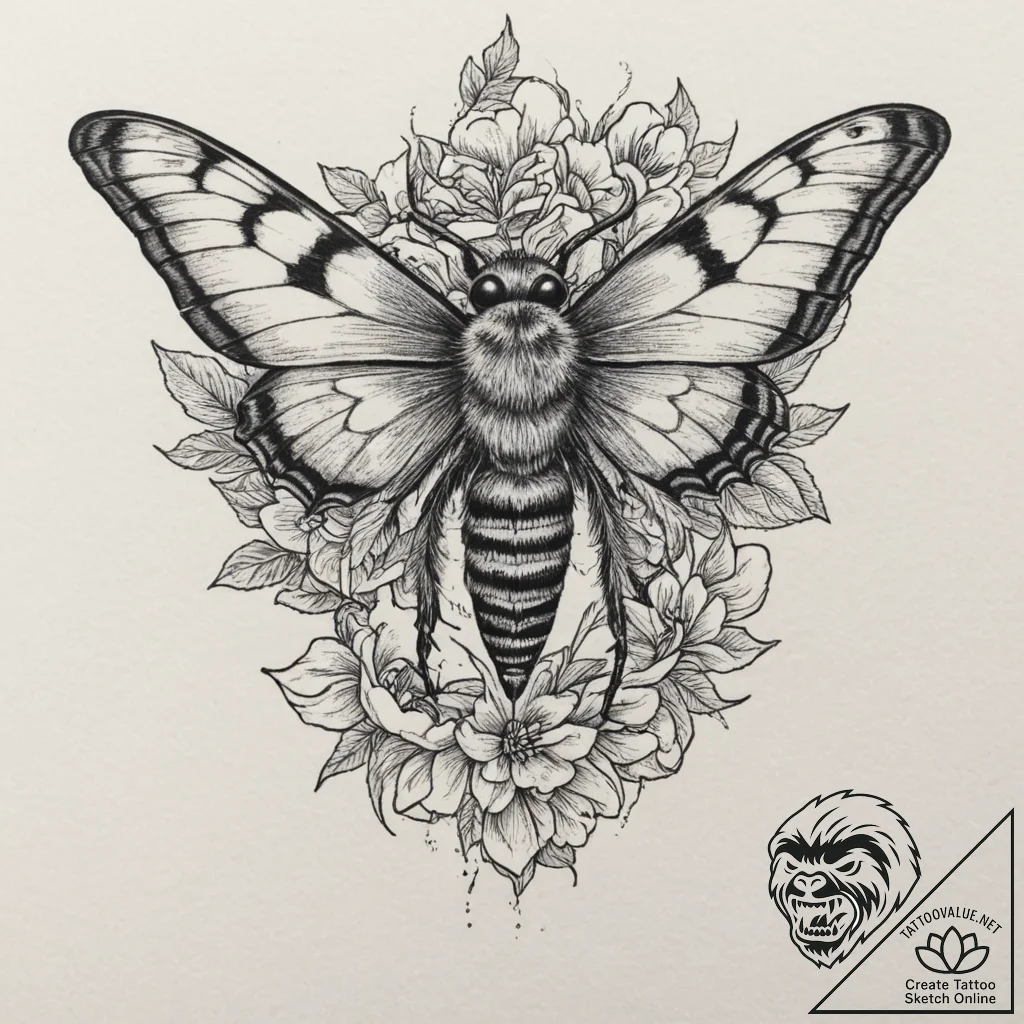 A sketch of the death's-head moth on a victim... - tattoo sketch (№1751333571_0, 01.07.2025 01:32) — tattoovalue.net