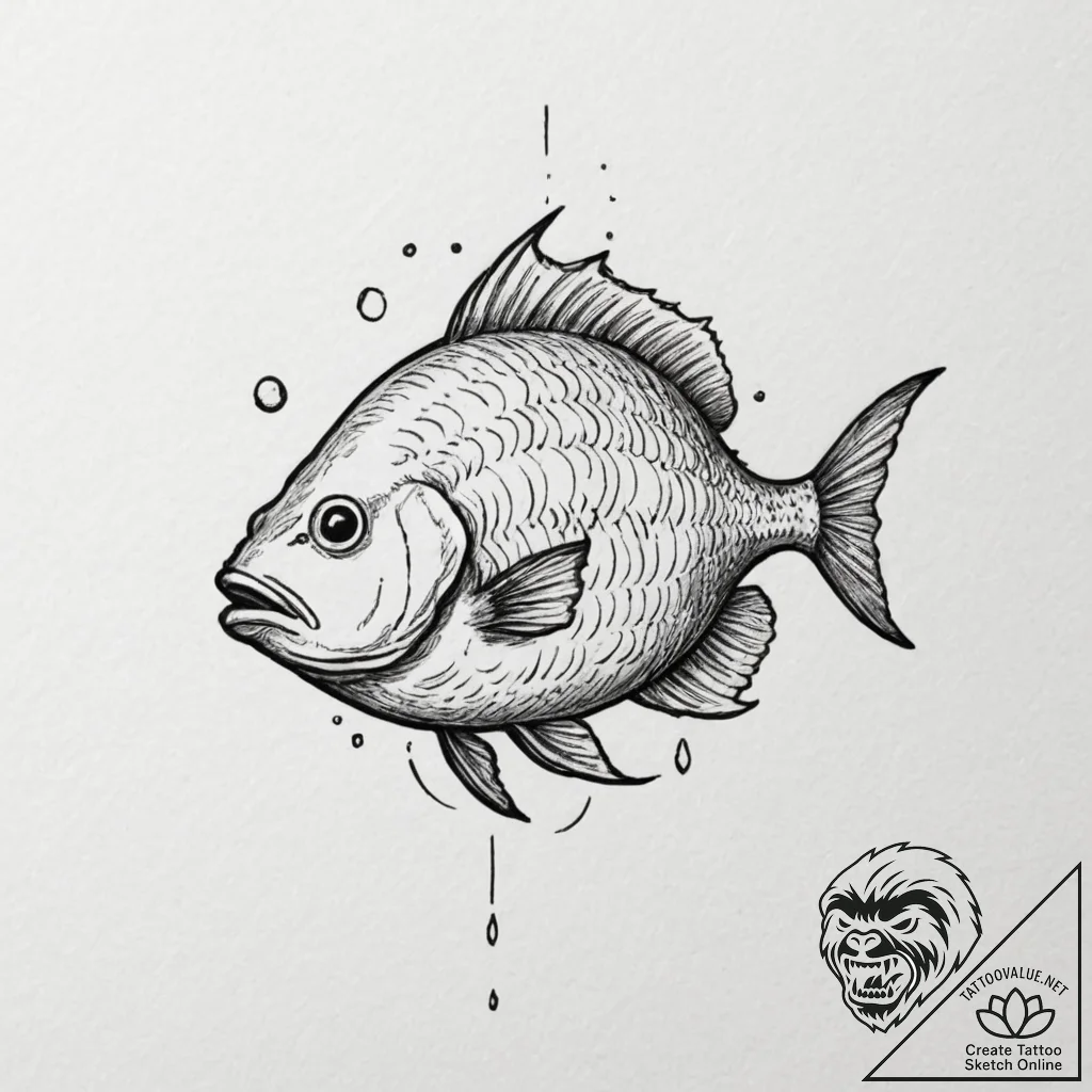 Fish, concept art for tattoo, clear image, sh... - tattoo sketch (№1751333814_0, 01.07.2025 01:36) — tattoovalue.net