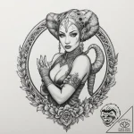 Chicano style art of a beautiful twi’lek danc… – tattoo sketch (№1751334295_0, 01.07.2025 01:44) — tattoovalue.net