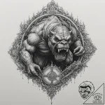 A sketch of a rancor, monstrous and powerful…. – tattoo sketch (№1751334373_0, 01.07.2025 01:46) — tattoovalue.net