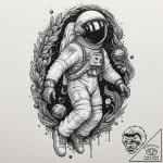 Astronaut, concept art for tattoo, no backgro… – tattoo sketch (№1751334451_0, 01.07.2025 01:47) — tattoovalue.net