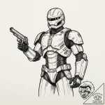 A graphic novel style tattoo of robocop with… – tattoo sketch (№1751334695_0, 01.07.2025 01:51) — tattoovalue.net