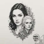 A linework tattoo of the intertwined destinie… – tattoo sketch (№1751335095_0, 01.07.2025 01:58) — tattoovalue.net