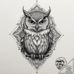 Neo-traditional tattoo design of the owl from… – tattoo sketch (№1751335576_0, 01.07.2025 02:06) — tattoovalue.net