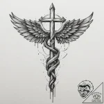 Caduceus, tattoo flash sheet design, detailed… – tattoo sketch (№1751336378_0, 01.07.2025 02:19) — tattoovalue.net
