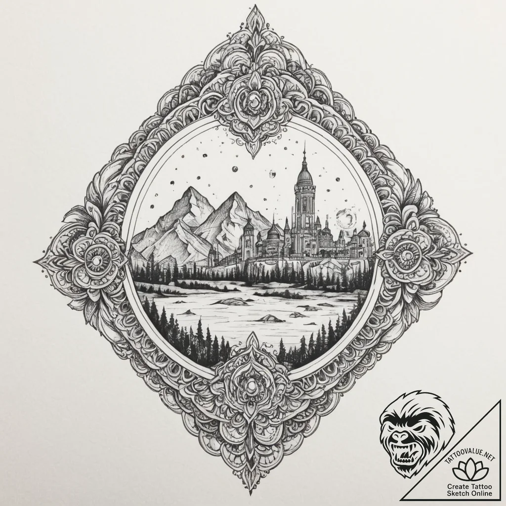 A sketch of the citadel from mass effect., ta... - tattoo sketch (№1751336858_0, 01.07.2025 02:27) — tattoovalue.net